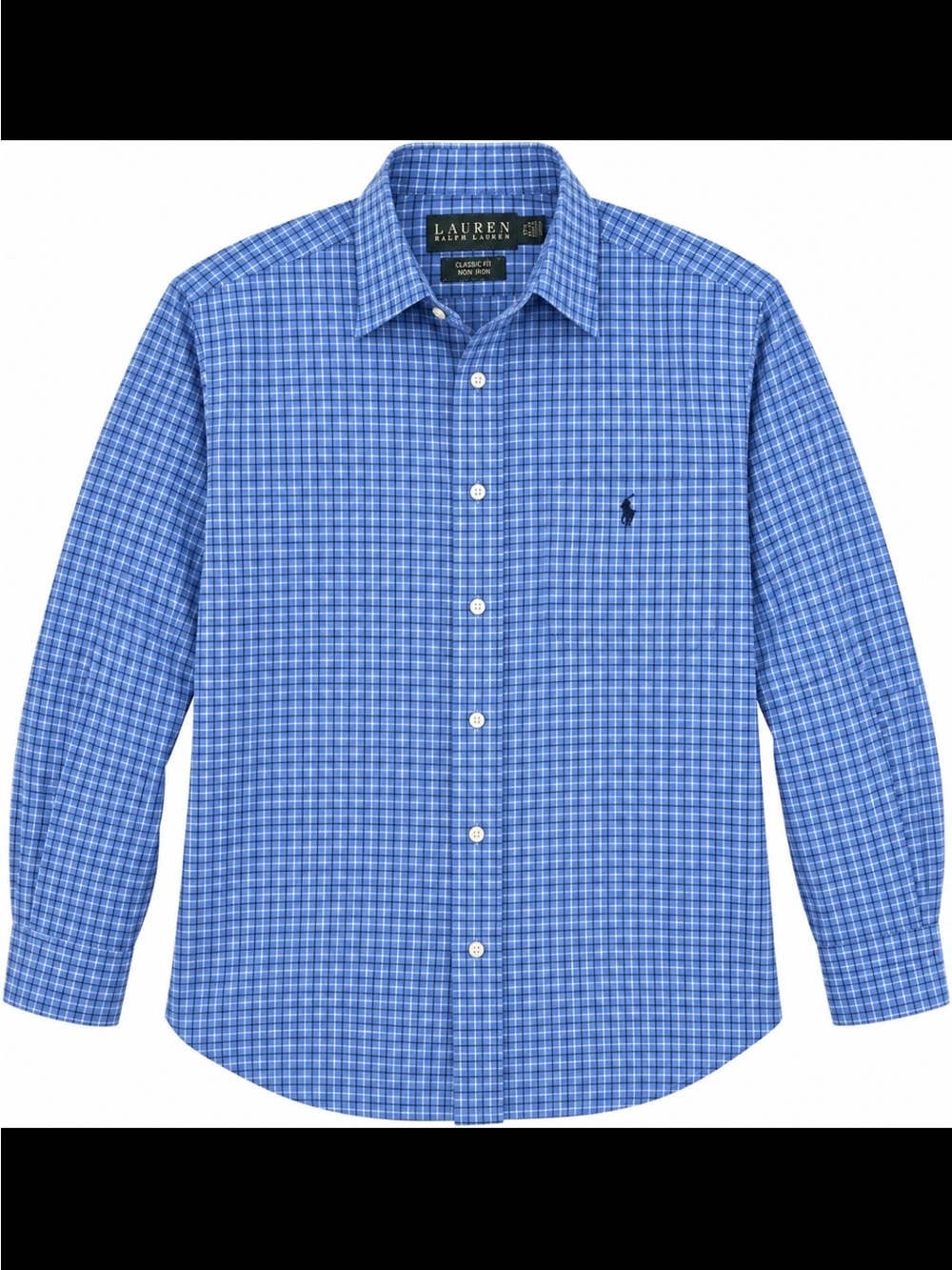 Ralph Lauren Blue Checked Long-Sleeve Dress Shirt